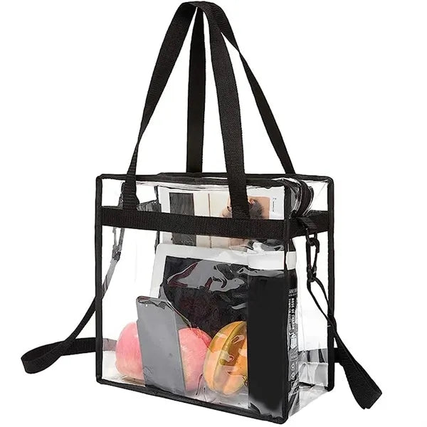 Clear PVC Stadium Tote Bag with Zipper & Handle