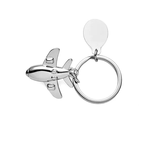 Fashion Polished Silver Airplane Shaped Keychain