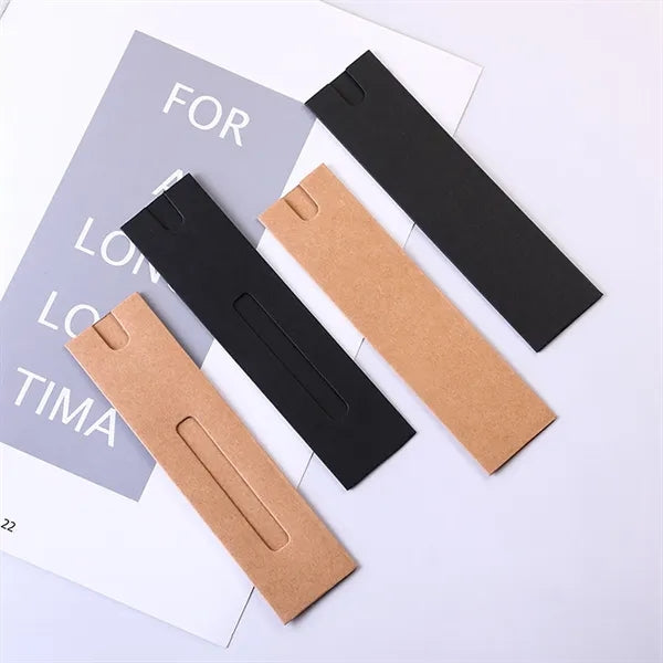 6.1"x1.6" Kraft Paper Pen Sleeves Pouch W/ Printed Ruler