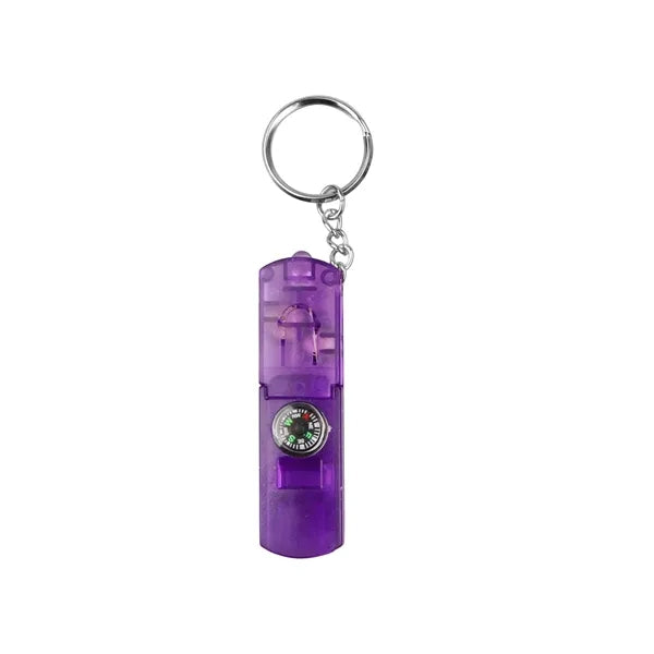 Compass Keychain with Whistle & LED Light
