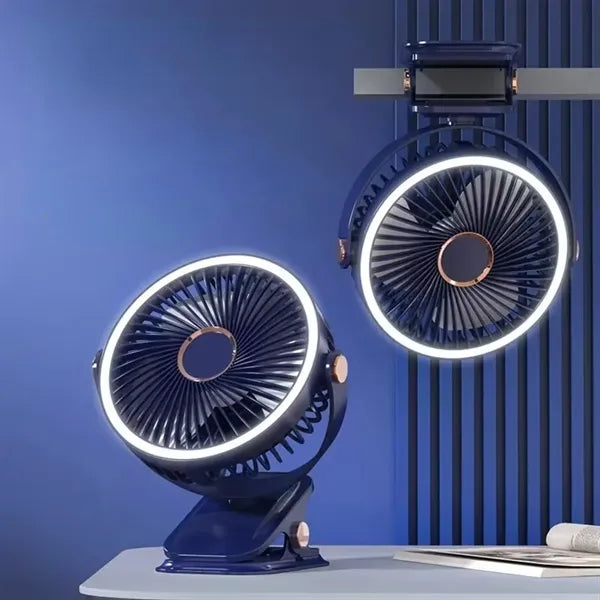 6 Inch USB Rechargeable Clip Fan with Light