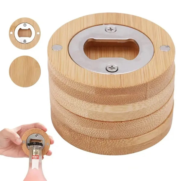Magnetic Bamboo Beer Bottle Opener 2 1/2"