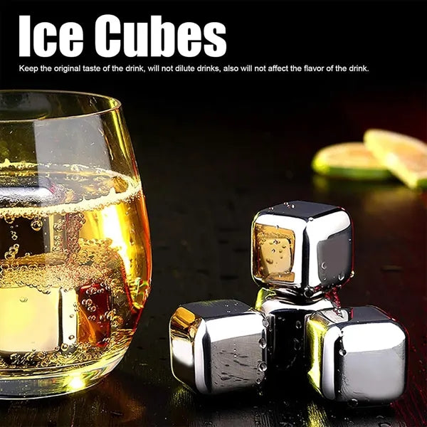 Stainless Steel Ice Cubes 4 pcs Pack