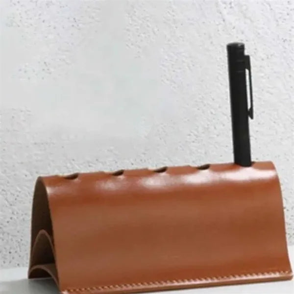 Luxury PU Leather Desk Pen Holder with Multiple Slots