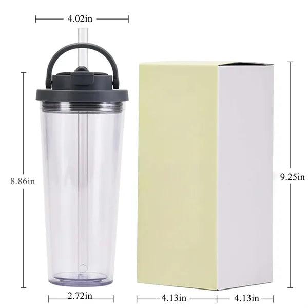 Double Layer Plastic Straw Cup