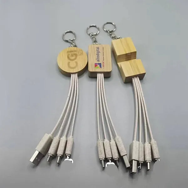 Eco Biodegradable Bamboo Charging Cord Keychain