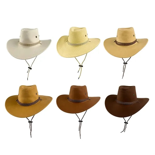 Western Cowboy Hat with Wide Brim Suede Casual Sun Cap Retro