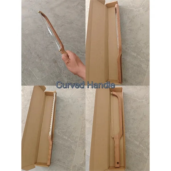 Wooden Bread Slicer Stainless Steel Serrated Bowl Knife