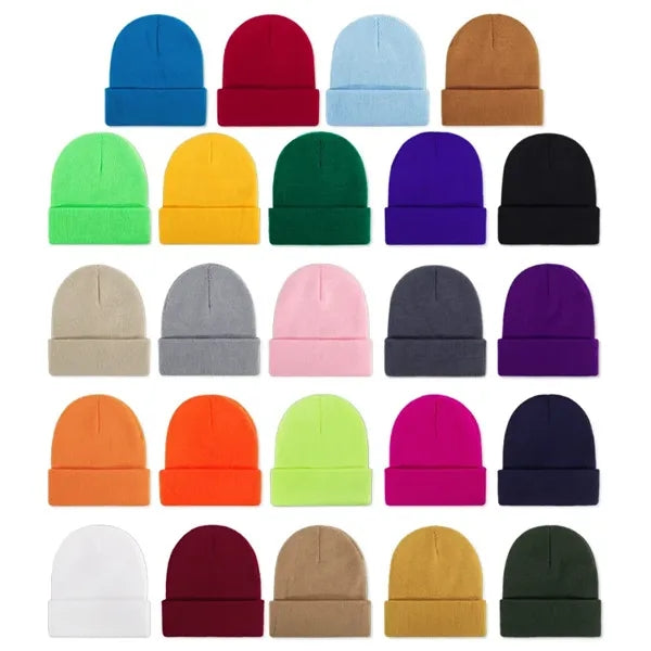 Plain Winter Beanies Hats Unisex Knit Cuffed Skull Caps