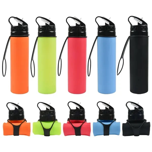 20 oz Collapsible Silicone Travel Water Bottle Squeeze