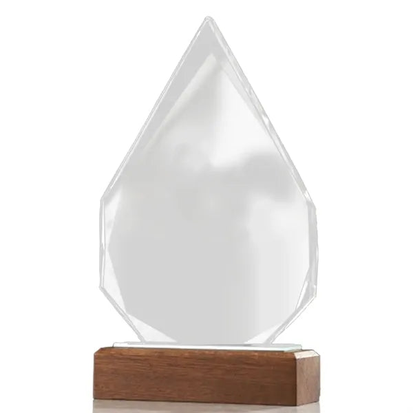 Water-drop Shape K9 Crystal Award with Wooden Base