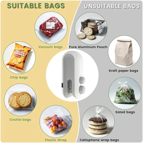 2 in 1 Mini Bag Sealer Rechargeable