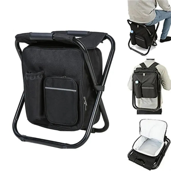 Outdoor Folding Chair Camping Portable Backpack Cooler Bag