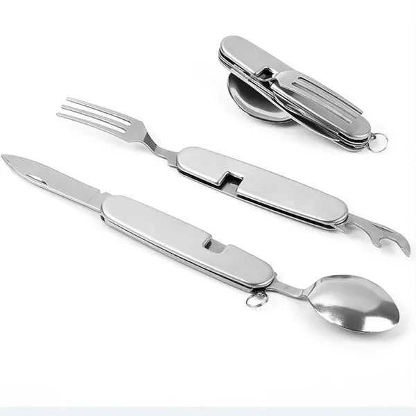 Multi-Functional Folding Stainless Steel Camping Cutlery Set