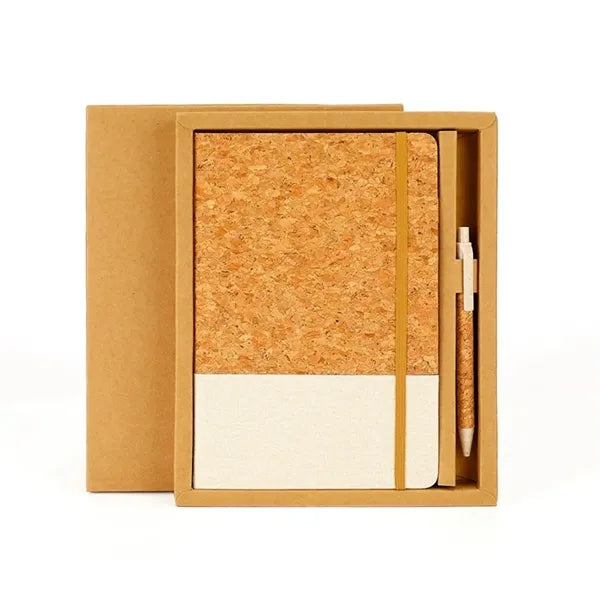 Eco Friendly Cork Gift Soft Wood Notebook Set with Pen