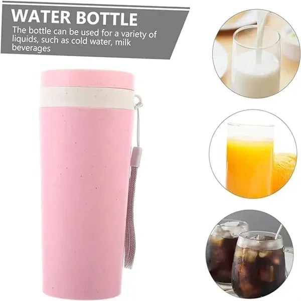 Wheat Straw Plastic Portable Lanyard Water Cup
