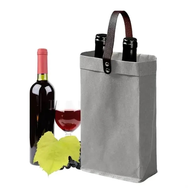 Eco Friendly Washable Kraft Paper Wine Tote