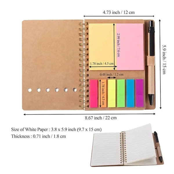 Spiral Sticky Notes Notebook with Pen