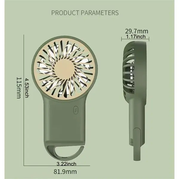 Mini Portable Rechargeable Fan With Hook