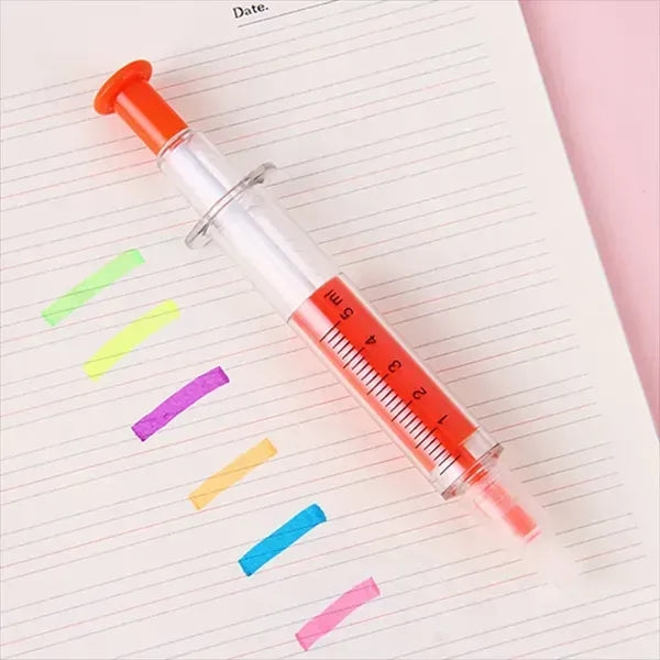 Syringe Ball Pens With Highlighter