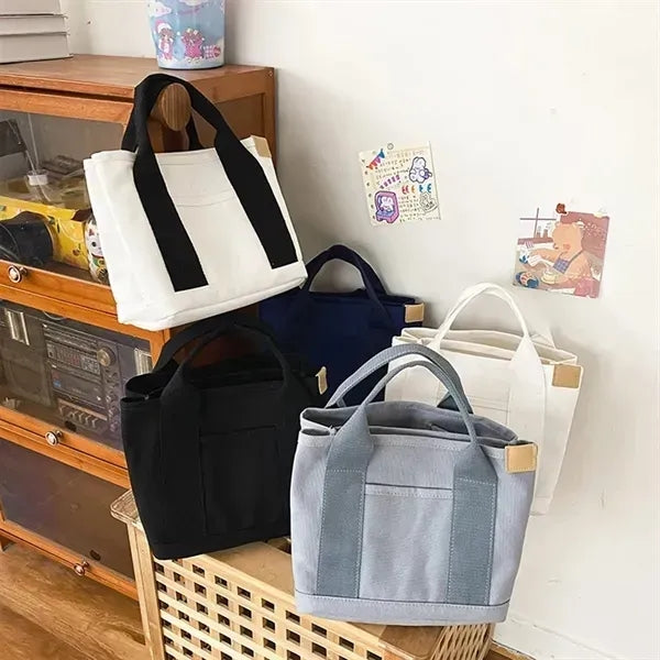 Canvas Tote Satchel Shoulder Bag Zipper Purse Handbag