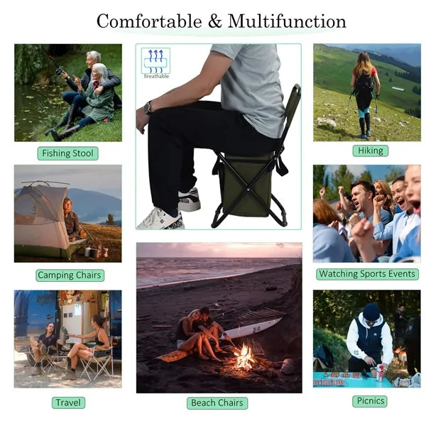 Portable Foldable Camping Chair With Cooler Bag
