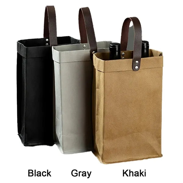 Washable Kraft Paper Wine Bag