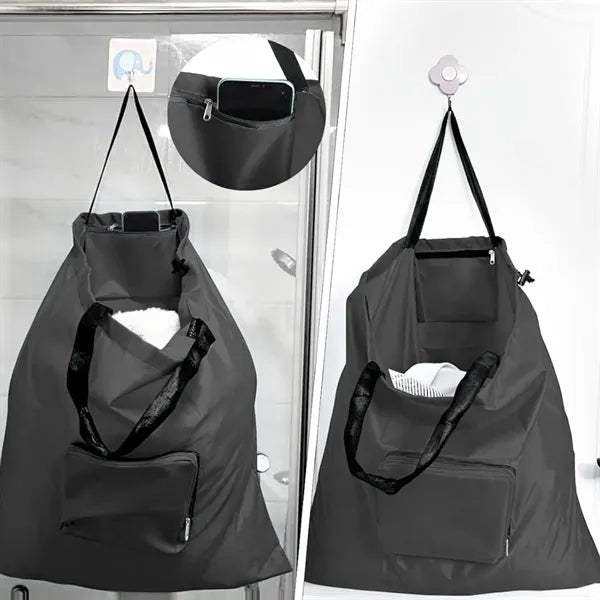 Foldable Travel Laundry Bag with Carabiner Clip
