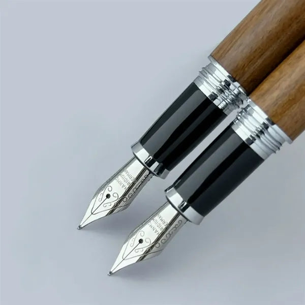 Wooden Fountain Pen w/ Metal Clip Custom Logo Executive Gift