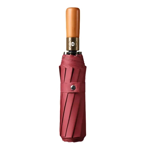 46 Inch Arc Foldable Umbrella with Wooden Handle