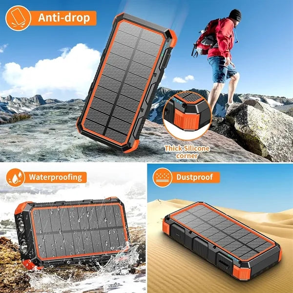 Solar Charger Power Bank Built-in 4 Cables 36800mAh