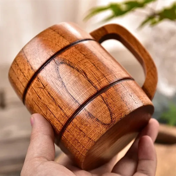 Handcrafted Jujube Wood Beer Mug with Ergonomic Handle