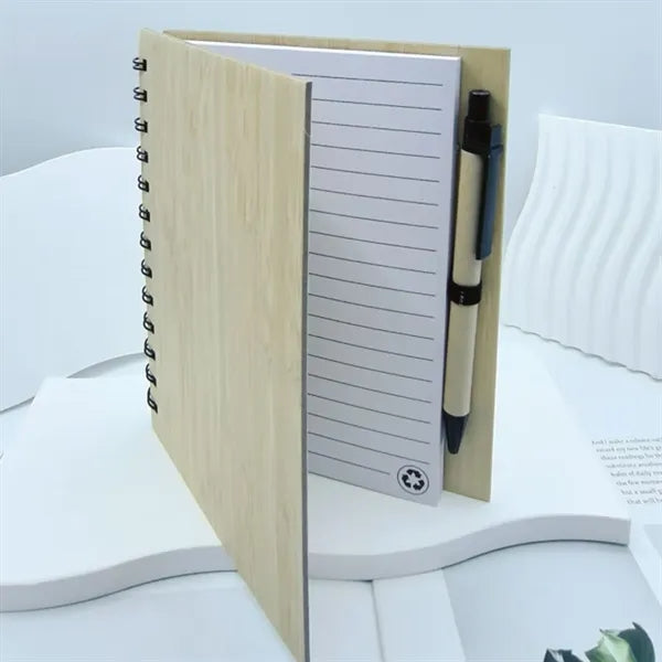 Bamboo Spiral Notebook with Elastic Band, Eco-Friendly Cover