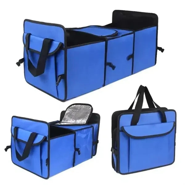 Collapsible Car Trunk Organizer With Cooler Storage Bag