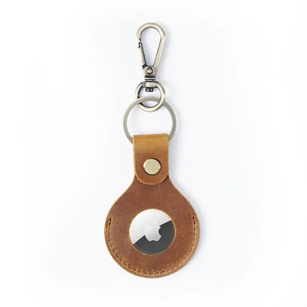 Leather tag Holder Keychain with Keyring