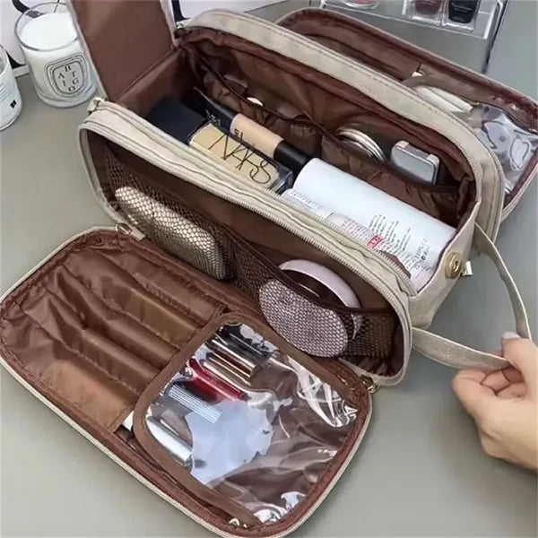 PU Travel Makeup Bag Organizer with Divider for Women