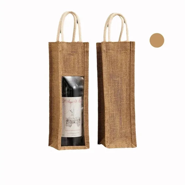 Eco-Chic Clear Window Jute Wine Gift Bag