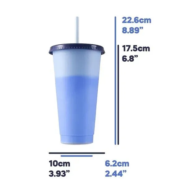 24oz Color Changing Tumbler with Lids and Straws