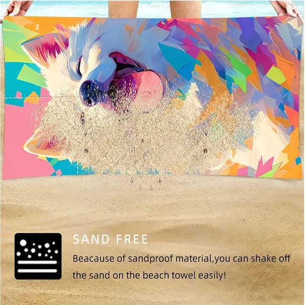 Two-in-one Foldable Beach Towel Integrated Bag for Storage