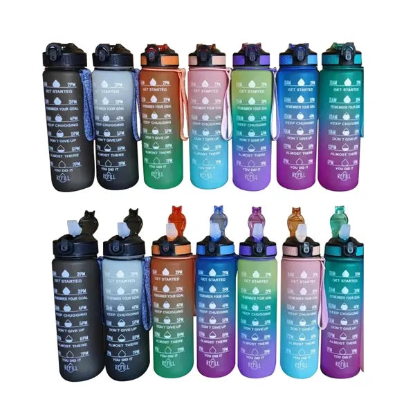 32oz BPA Free Motivational Water Bottle with Time Marker