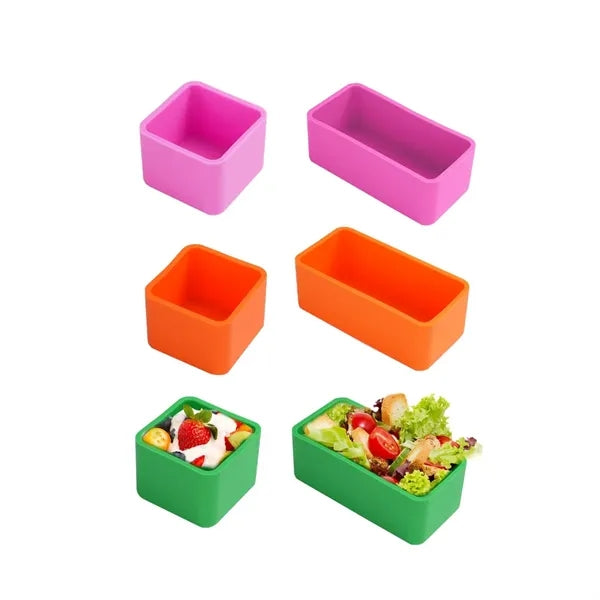 1 Square and 1 Rectangular Silicone Bento Box Dividers Kits