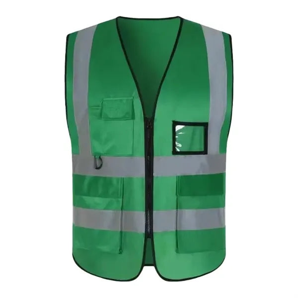 Reflective Safety Vest w/ 5 Pockets & Zipper