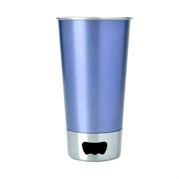 Stainless Steel Beer Cup Holder Featuring a Bottle Opener