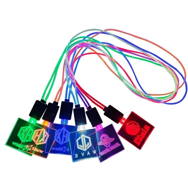 LED Rechargeable Luminous Strap Lanyard With Acrylic Badge