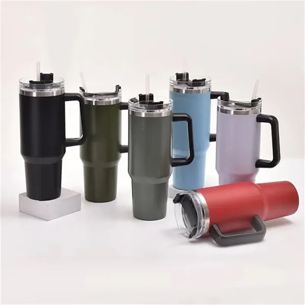 40oz Tumbler with Handle and Straw Lid
