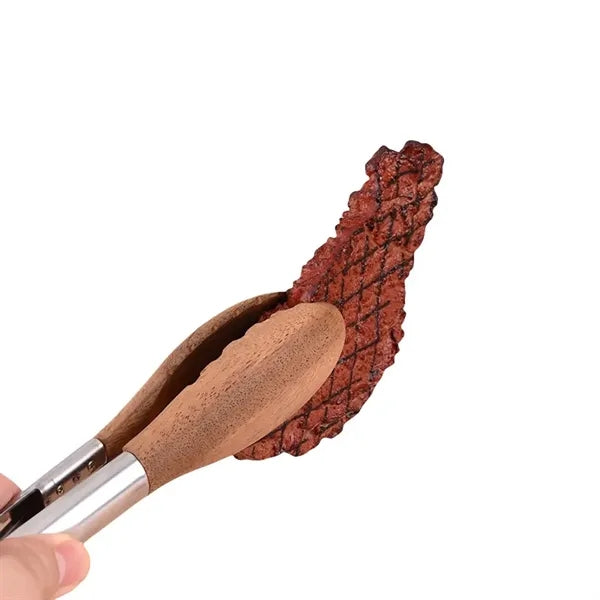 Stainless Steel BBQ Tongs with Walnut Handle