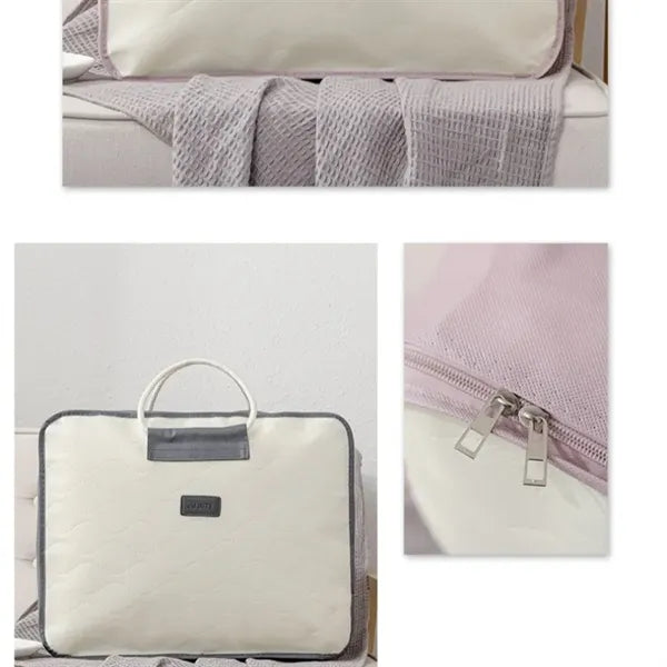 Non-Woven Round Corner Double Zipper Storage Bag with Handle