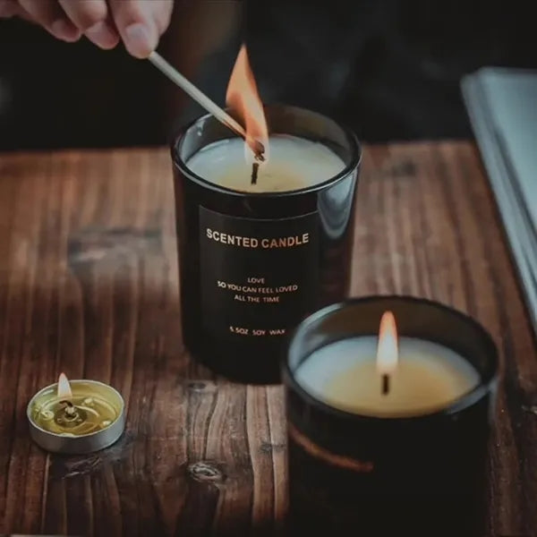Black glass scented candle