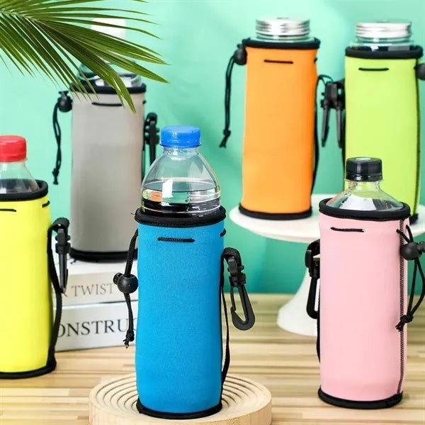 16Oz. Neoprene Can Cooler Sleeve with Drawstring Clip Hook