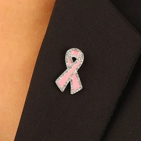 Breast Cancer Awareness Rhinestone Zirconia Lapel Pin
